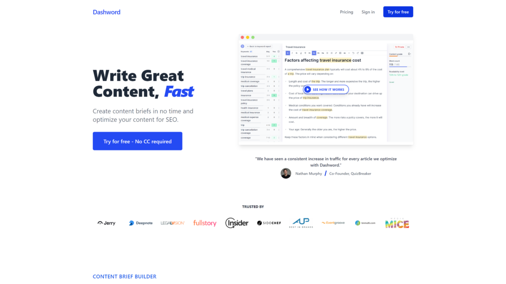 dashword homepage