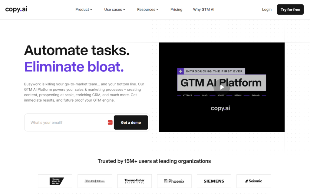copy.ai homepage